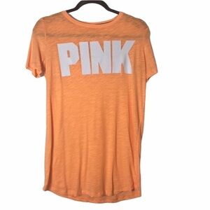 Victoria Secret Orange white logo tee size XS